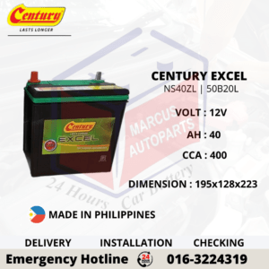 CENTURY EXCEL NS40ZL | 50B20L CAR BATTERY