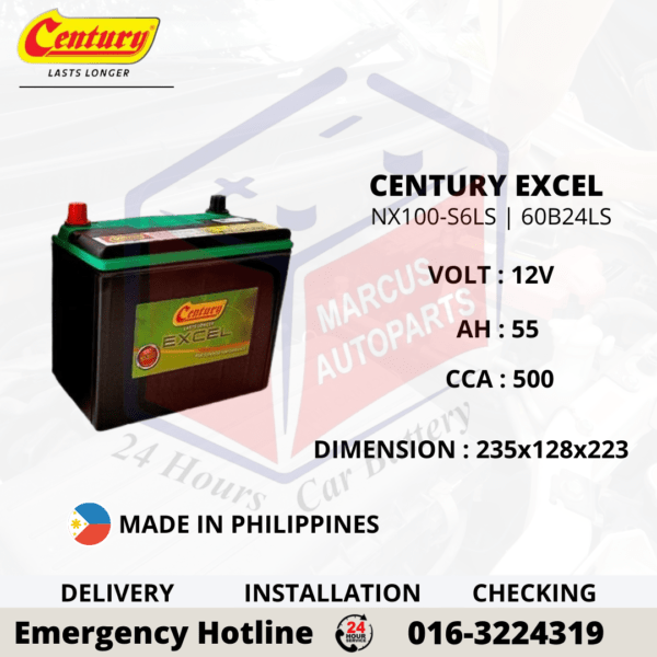 CENTURY EXCEL NX100-S6LS | NS60LS | 60B24LS CAR BATTERY