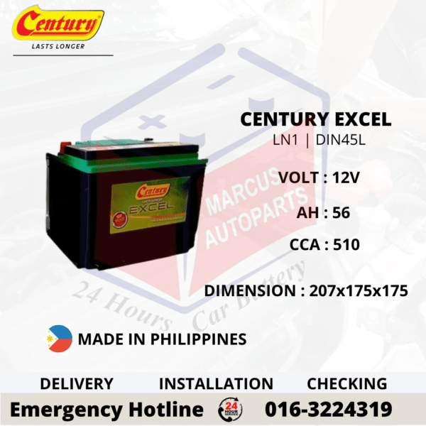 CENTURY EXCEL LN1 | DIN45L CAR BATTERY