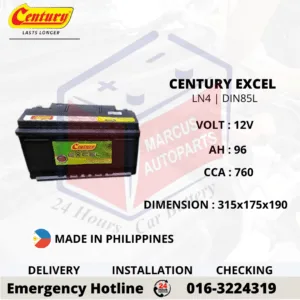 CENTURY EXCEL LN4 DIN85L 96Ah 760CCA Maintenance Free Car Battery
