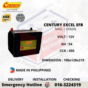 CENTURY EXCEL EFB M42L 65B20L 54Ah 450CCA Start-Stop Car Battery