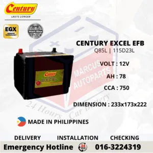 CENTURY EXCEL EFB Q85L 115D23L 78Ah 750CCA Start-Stop Car Battery