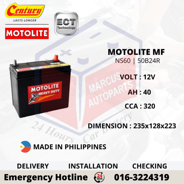 CENTURY MOTOLITE MF NS60 | 50B24R CAR BATTERY