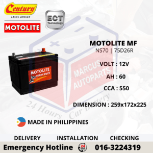 CENTURY MOTOLITE MF NS70 | 75D26R CAR BATTERY