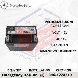 MERCEDES-BENZ AGM AUX14 | A0009829608 12AH 200EN AUXILIARY BATTERY