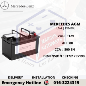 MERCEDES BENZ AGM LN4 | DIN80L CAR BATTERY