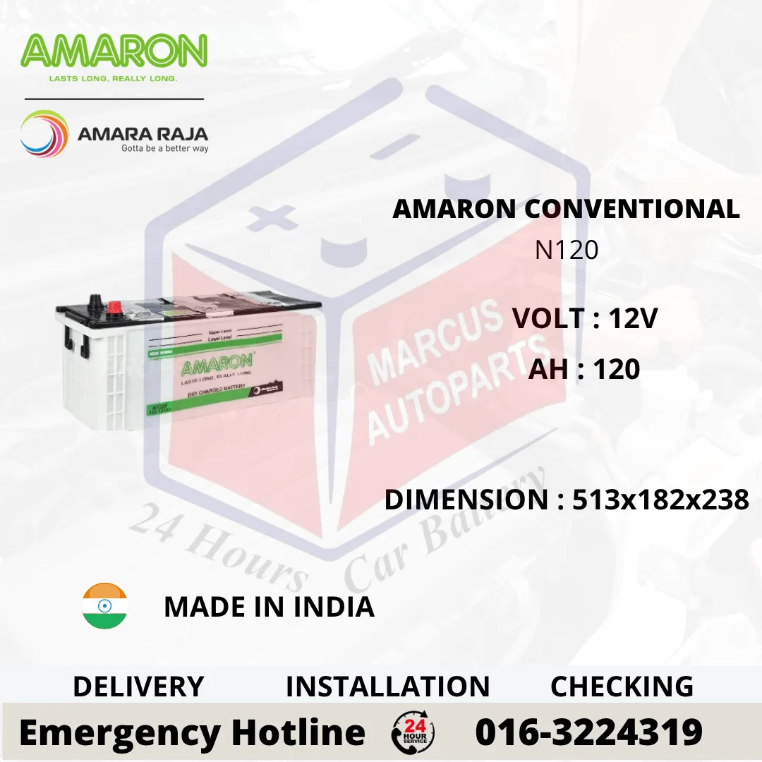 Amaron Dry Charge N120 120Ah Heavy Duty Conventional Automotive Battery