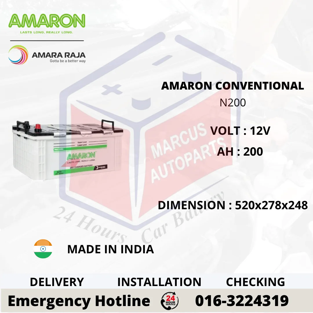 Amaron Dry Charge N200 200Ah Heavy Duty Conventional Automotive Battery