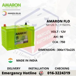 Amaron FLO NX120-7L N70ZL 115D31L 90Ah 750CCA Maintenance Free Car Battery