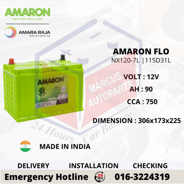 AMARON FLO NX120-7L | N70ZL | 115D31L CAR BATTERY