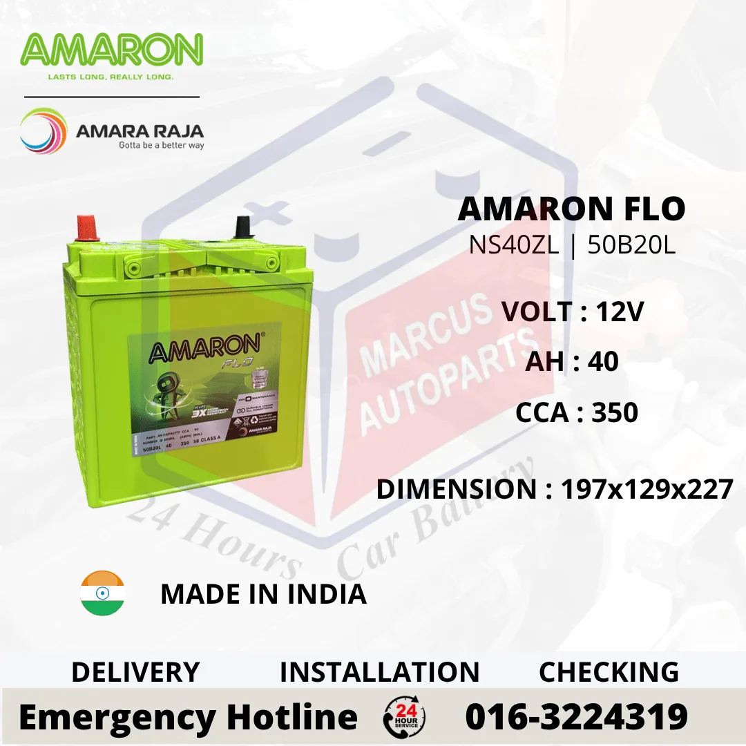 Amaron FLO NS40ZL 50B20L 40Ah Maintenance Free Car Battery