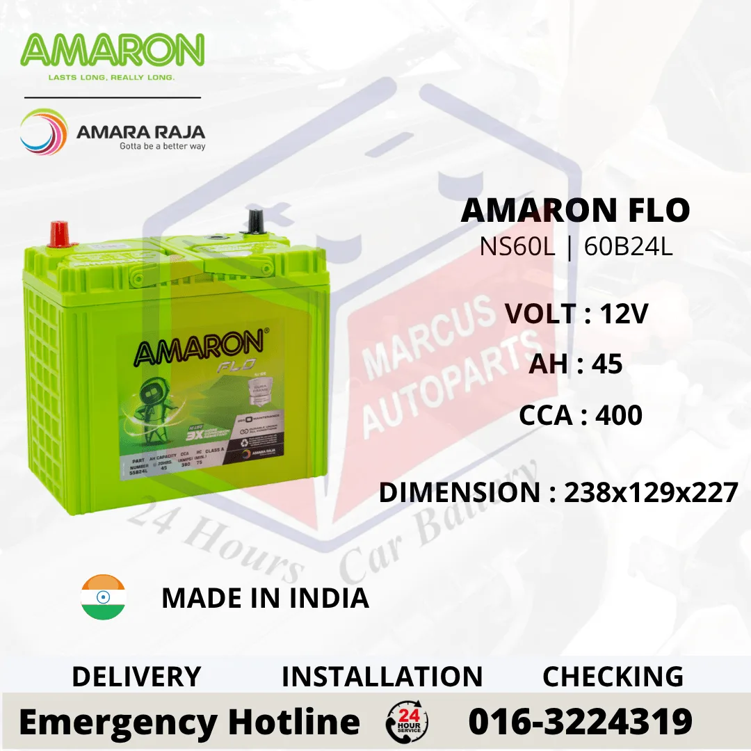Amaron FLO NX100-S6L NS60L 60B24L 45Ah Maintenance Free Car Battery