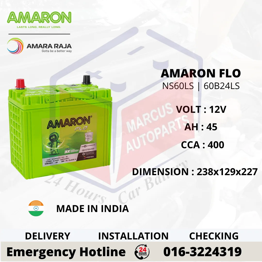 Amaron FLO NX100-S6LS NS60LS 60B24LS 45Ah Maintenance Free Car Battery