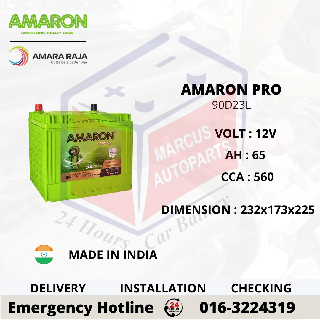 Amaron PRO 90D23L 65Ah 560CCA Maintenance Free Car Battery