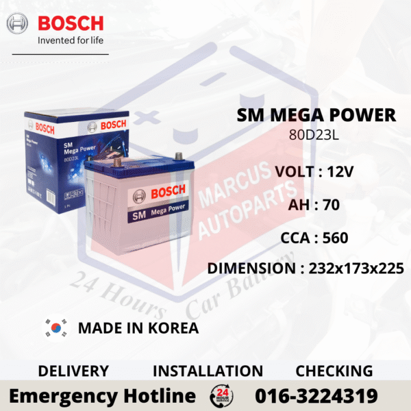 BOSCH SM MEGA POWER 80D23L CAR BATTERY