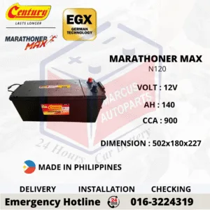 Century Marathoner Max N120 140Ah 900CCA Maintenance Free Commercial Vehicle Battery