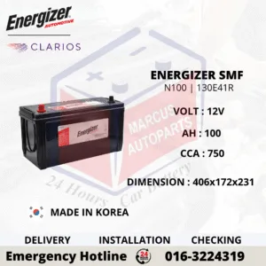 ENERGIZER SMF N100 130E41R 100Ah 750CCA Commercial Battery