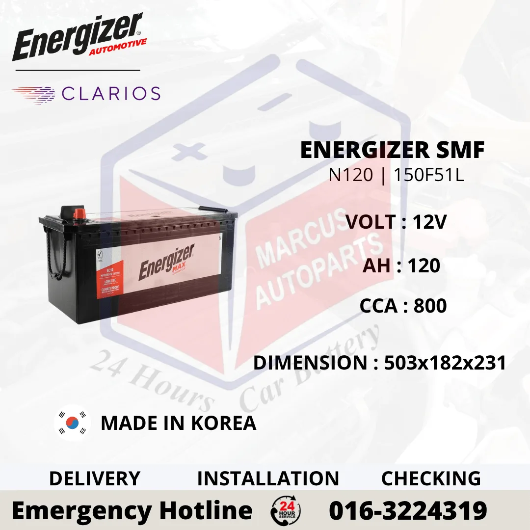 ENERGIZER SMF N120 150F51 120Ah 800CCA Commercial Battery