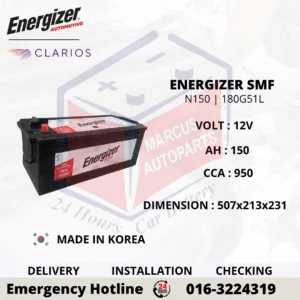 ENERGIZER SMF N150 180G51 150Ah 950CCA Commercial Battery