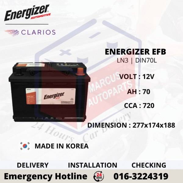 ENERGIZER EFB LN3 | DIN70L CAR BATTERY