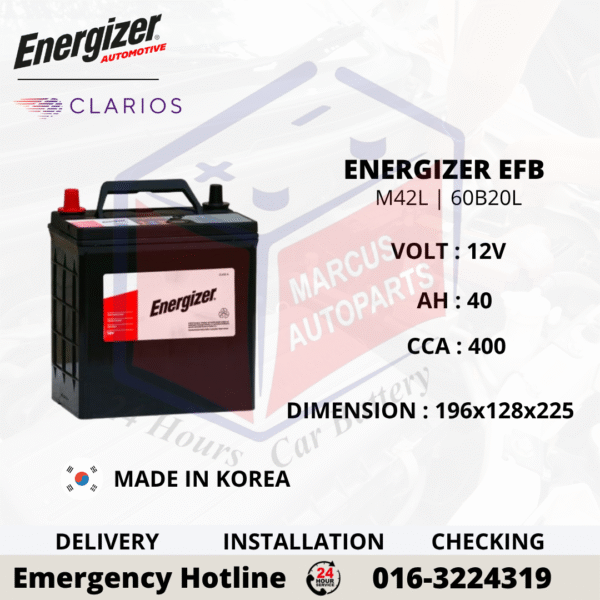 ENERGIZER EFB M42L | 60B20L CAR BATTERY