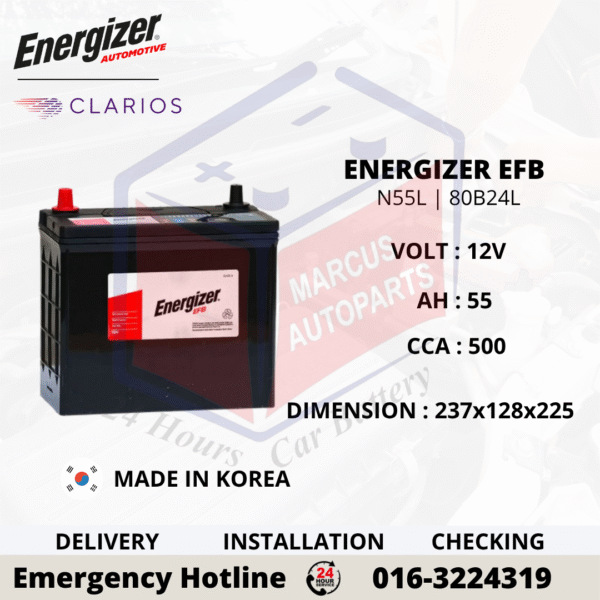 ENERGIZER EFB N55L | 80B24L CAR BATTERY