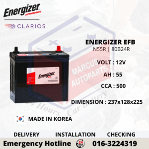 ENERGIZER EFB N55R 80B24R 55Ah 500CCA Start-Stop Car Battery