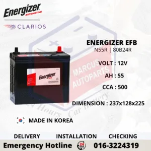 ENERGIZER EFB N55R 80B24R 55Ah 500CCA Start-Stop Car Battery