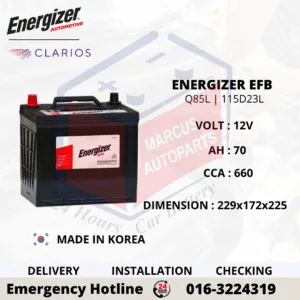 ENERGIZER EFB Q85L 115D23L 70Ah 660CCA Start-Stop Car Battery
