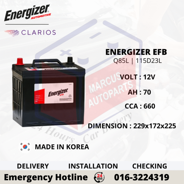 ENERGIZER EFB Q85L | 115D23L CAR BATTERY