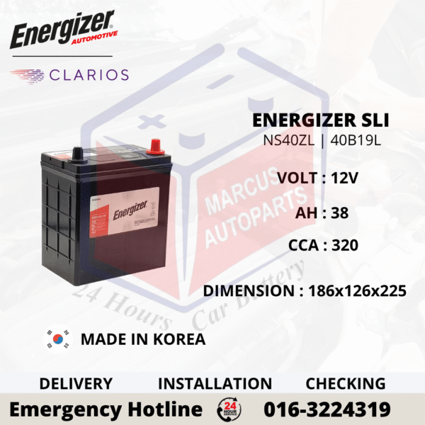 ENERGIZER SLI NS40ZL | 40B19L CAR BATTERY