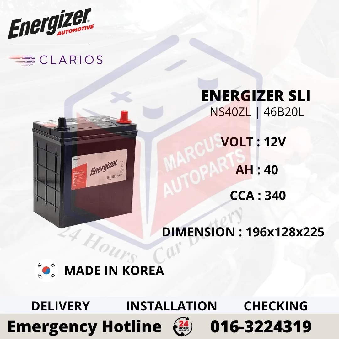 ENERGIZER SLI NS40ZL 46B20L 40Ah 340CCA Car Battery