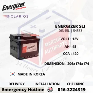 ENERGIZER SLI LN1 DIN45L 54533 45Ah 420CCA Car Battery