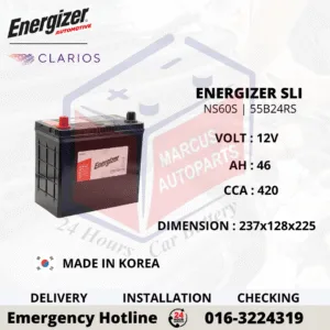 ENERGIZER SLI NX100-S6S NS60S 55B24RS 46Ah 420CCA Car Battery