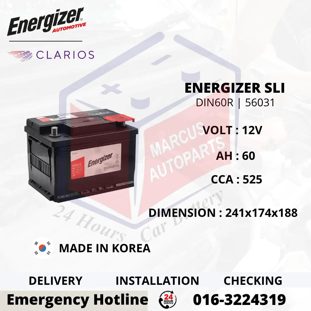 ENERGIZER SLI LN2 DIN60R 56031 60Ah 525CCA Car Battery