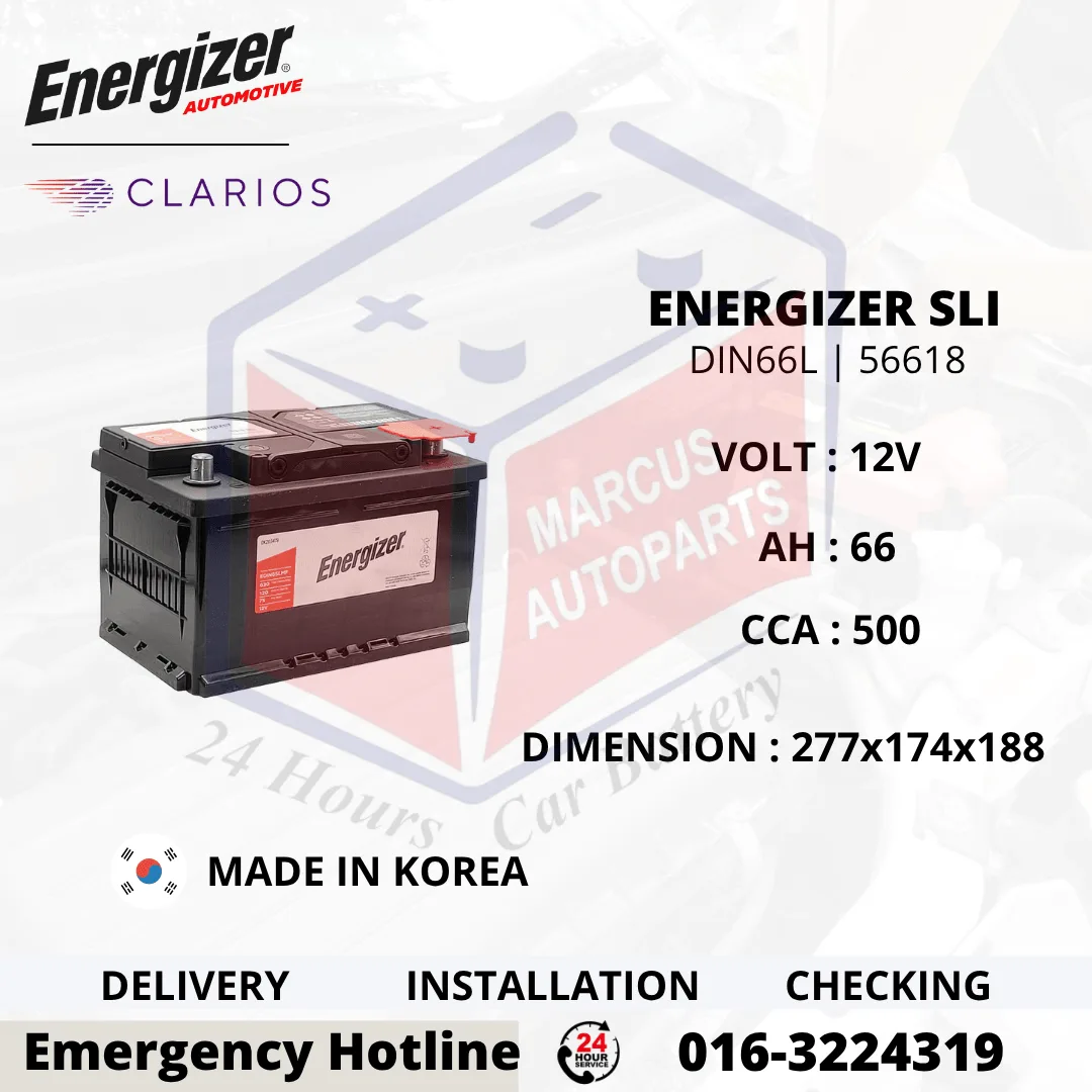 ENERGIZER SLI LN3 DIN66L 56618 66Ah 500CCA Car Battery