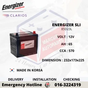 ENERGIZER SLI 85D23L 65Ah 570CCA Car Battery