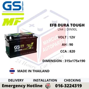 GS EFB DURA TOUGH LN4 | DIN90L 90AH 820CCA START-STOP CAR BATTERY