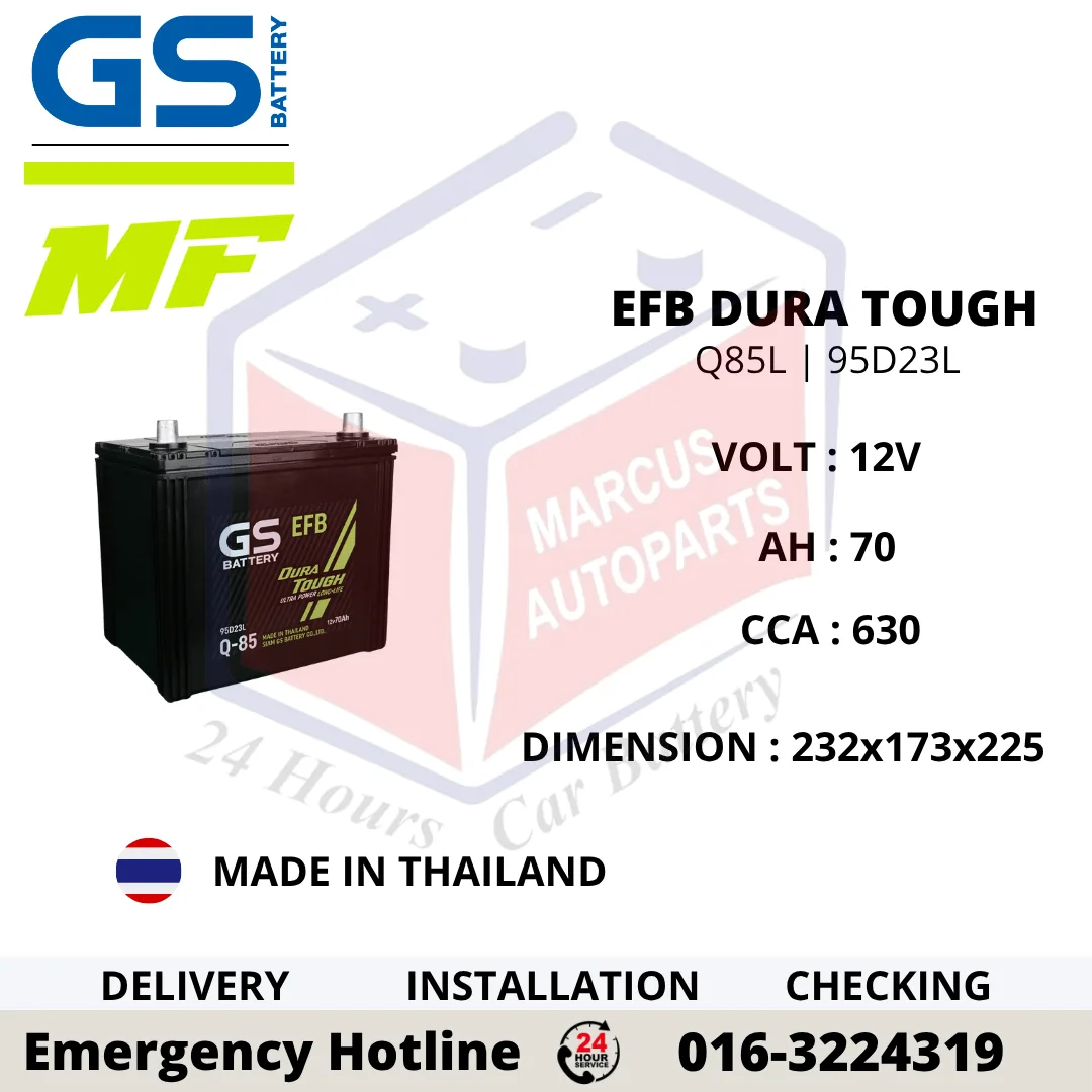 GS EFB DURA TOUGH Q85L | 95D23L 70AH 630CCA START-STOP CAR BATTERY