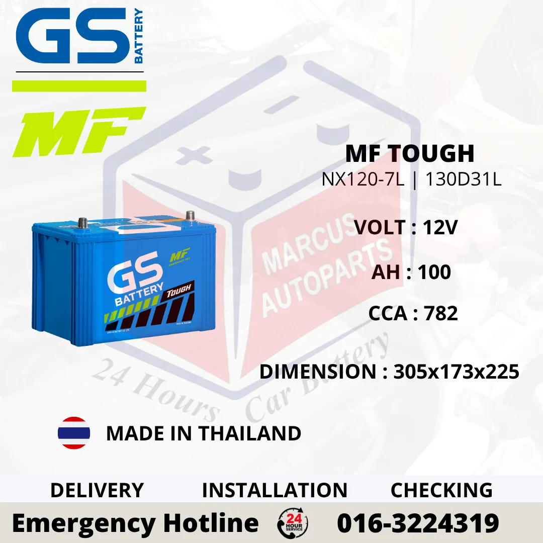 GS MF TOUGH NX120-7L | N70ZL | MFX200L | 130D31L 100AH 782CCA MAINTENANCE FREE CAR BATTERY