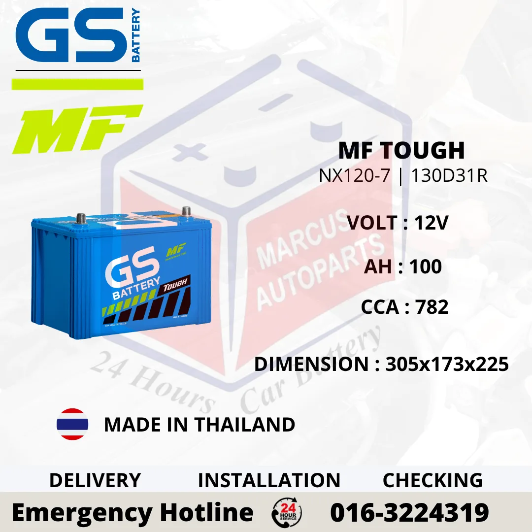 GS MF TOUGH NX120-7 | N70Z | MFX200R | 130D31R 100AH 782CCA MAINTENANCE FREE CAR BATTERY