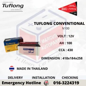 TUFLONG CONVENTIONAL N100 100AH 430CCA COMMERCIAL BATTERY