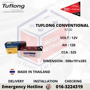 TUFLONG CONVENTIONAL N120 120AH 525CCA COMMERCIAL BATTERY