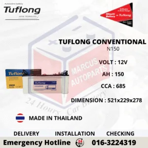 TUFLONG CONVENTIONAL N150 150AH 685CCA COMMERCIAL BATTERY