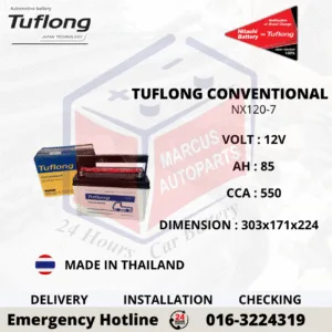 TUFLONG CONVENTIONAL NX120-7 85AH 550CCA COMMERCIAL BATTERY