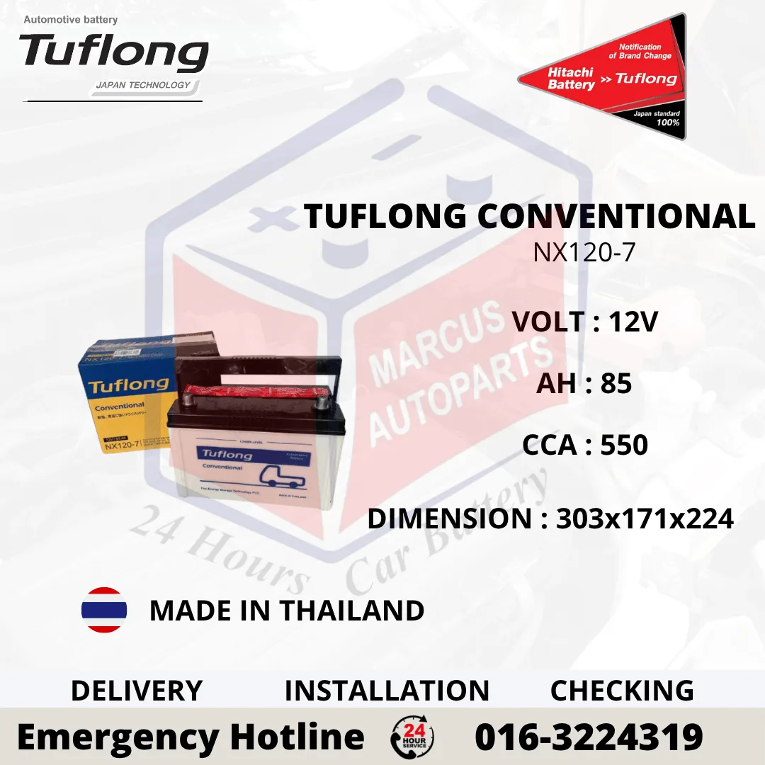 TUFLONG CONVENTIONAL NX120-7 85AH 550CCA COMMERCIAL BATTERY