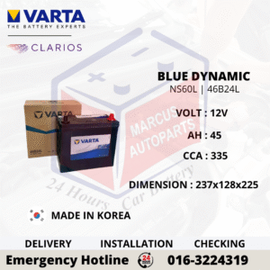VARTA BLUE DYNAMIC SLI NS60L | 46B24L CAR BATTERY