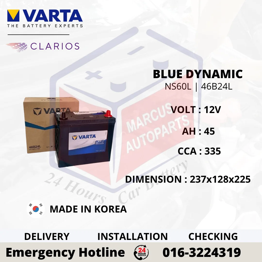VARTA BLUE DYNAMIC NS60L | 46B24L 45AH 335CCA CAR BATTERY
