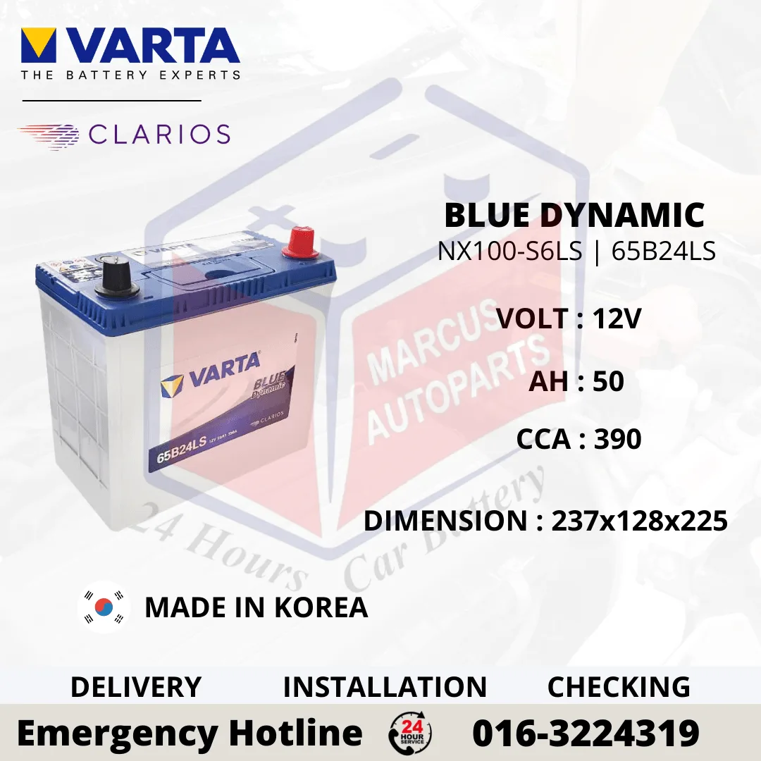 VARTA BLUE DYNAMIC NX100-S6LS | NS60LS | 65B24LS 50AH 390CCA CAR BATTERY