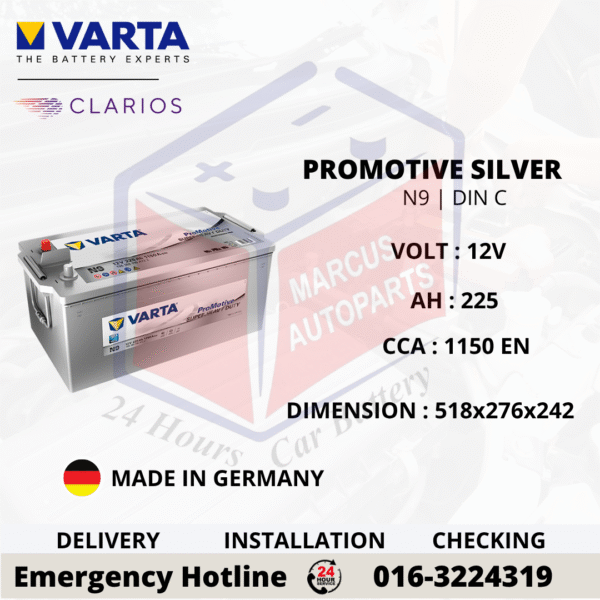 VARTA PROMOTIVE SUPER HEAVY DUTY N9 | DIN C | DIN225 COMMERCIAL BATTERY